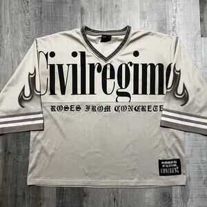 Civil Regime Roses From Concrete Cropped Jersey Beige Crop Mesh Flames Sz L